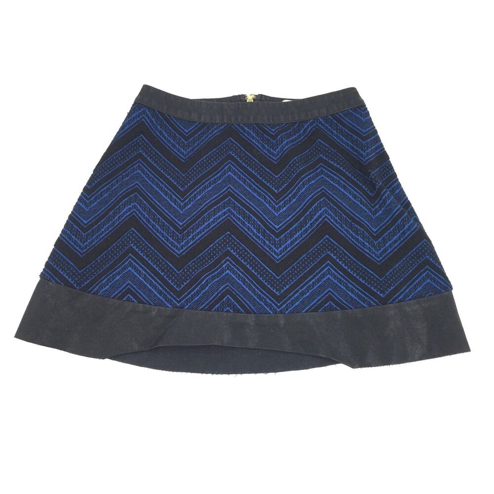 Candies Zig Zag Faux Leather Mini Skirt Size 3 Womens Royal Blue Black Short S